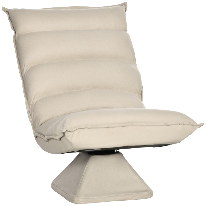 HOMCOM Fotoliu Relax din material capitonat cu pivotare la 360°, fotoliu rabatabil pe 3 nivele 62x62x95cm, bej