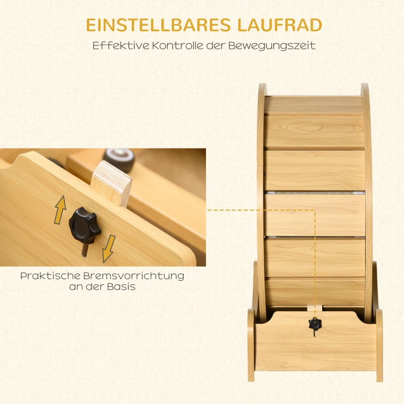 PawHut Katzenlaufrad für Katzen, inkl. Bremsvorrichtung, Kratzflächen, 60 cm x 32 cm x 66,5 cm