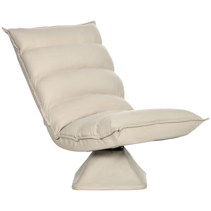 HOMCOM Fotoliu Relax din material capitonat cu pivotare la 360°, fotoliu rabatabil pe 3 nivele 62x62x95cm, bej(m-11)