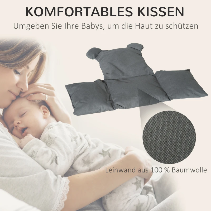 Outsunny Babyschaukel Kinderschaukel mit Sitzkissen Kleinkindschaukel Babysitz längenverstellbare Seile Baumwolle Hartholz Grau 40 x 40B x 180H cm