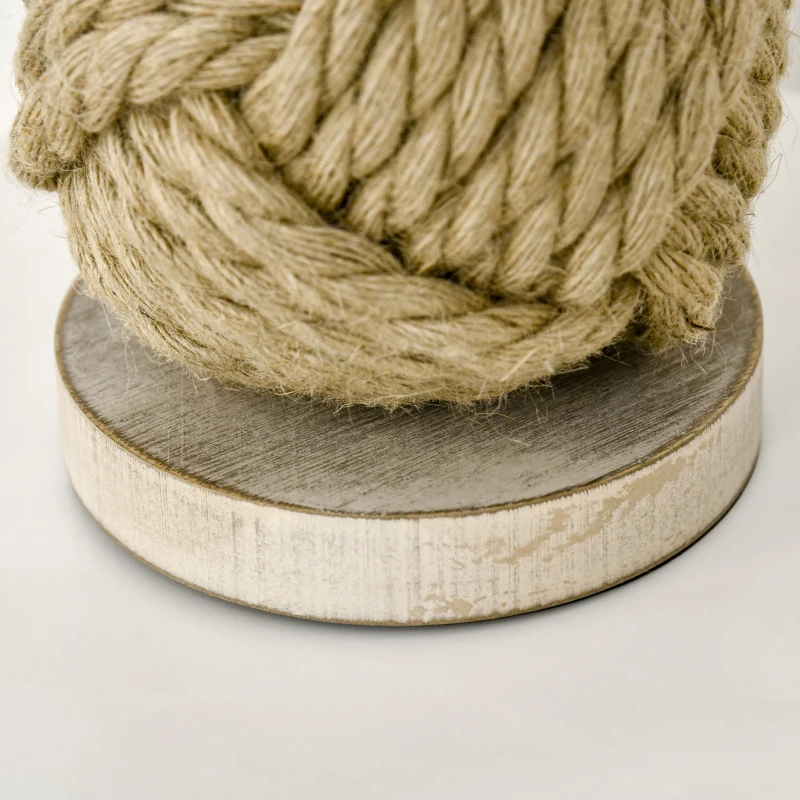 Lampa stołowa Homcom, morska lampa nocna z liną konopną, beżowa+biała