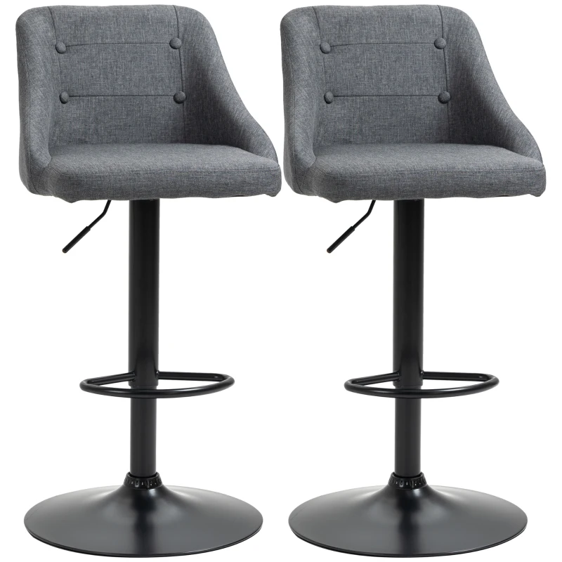 Modern Adjustable Bar Stools Set of 2, Swivel Fabric Barstools