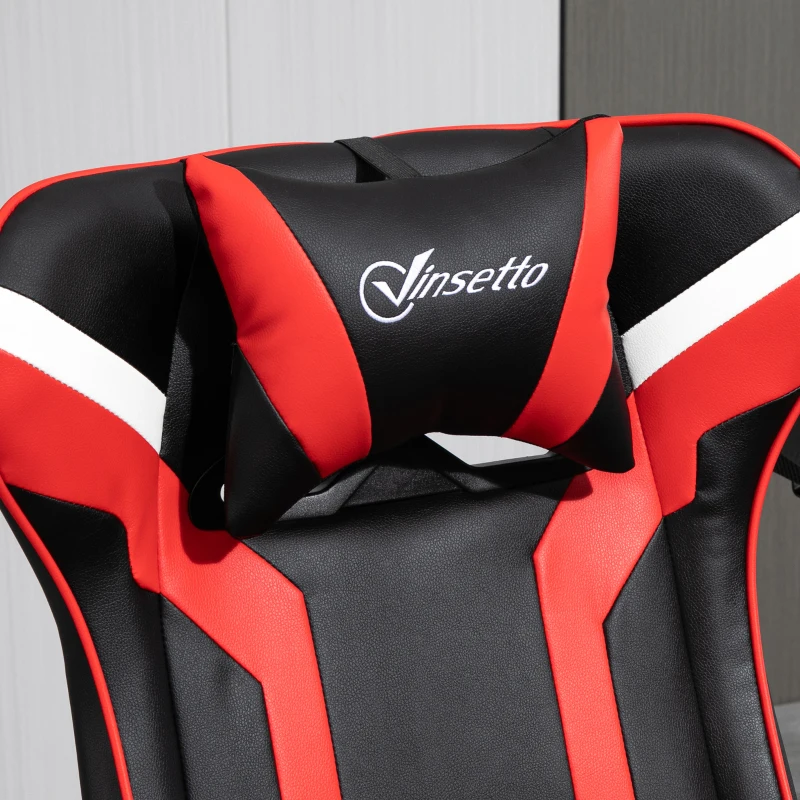 Vinsetto Relaxsessel mit Hocker, Fernsehsessel, Polstersessel im Spiel-Stil, Gamingstuhl mit Liegefunktion, 130° neigbar, für Videoraum, Freizeitraum, Schwarz+Rot, 67 x 82,5 x 103 cm