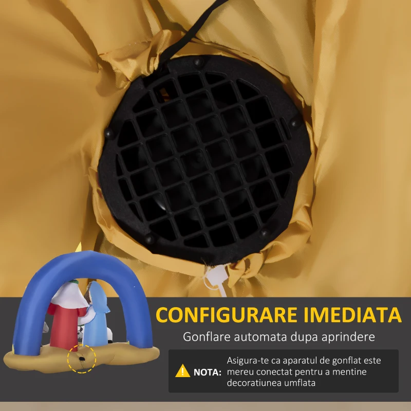 Outsunny Decoratiune de Craciun gonflabila 206 cm cu 5 lumini LED integrate, pentru exterior cu umflator inclus