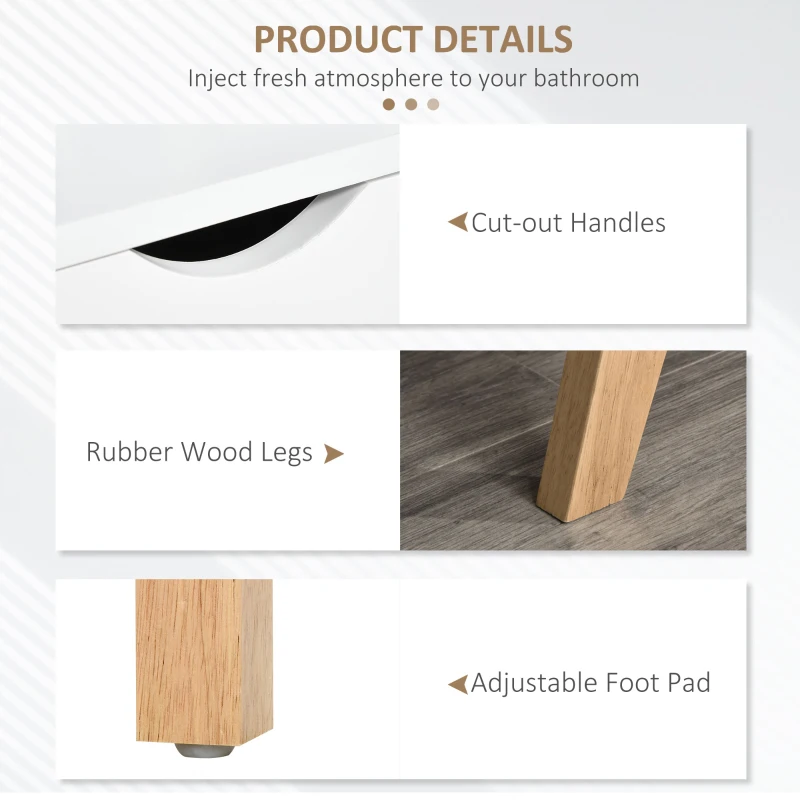 HOMCOM TV Stand Storage Cabinet Media Unit w/Wood Legs Storage Shelves Entertainment Center Modern Living Room Home Furniture White