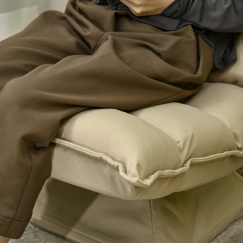 HOMCOM Fotoliu Relax din material capitonat cu pivotare la 360°, fotoliu rabatabil pe 3 nivele 62x62x95cm, bej(m-8)