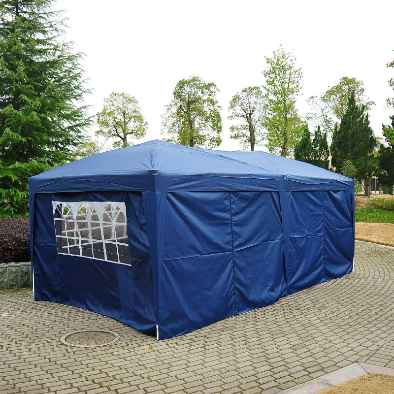 Outsunny 3x6 m Faltpavillon Pavillon Faltzelt Partyzelt Gartenzelt inkl. 4 Seitenteile Blau