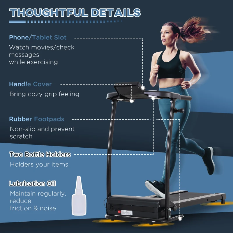 HOMCOM Banda de Alergat cu 4 Programe si Monitor LCD Negru 500W