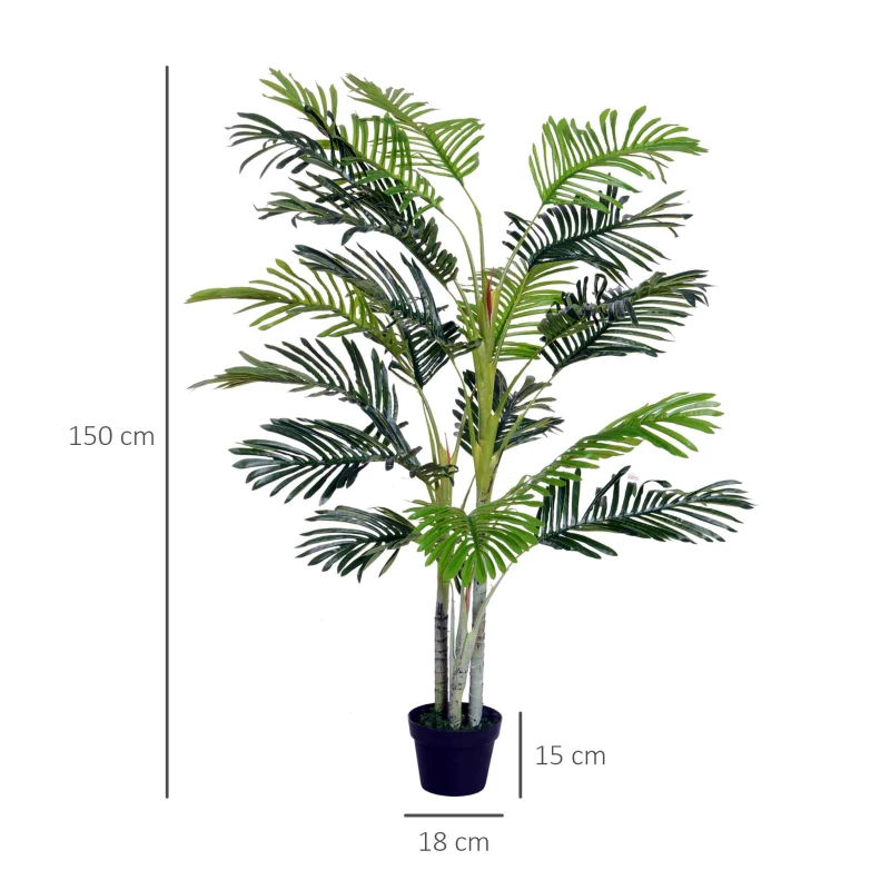 Outsunny sztuczna palma duża 150 cm sztuczne drzewo sztuczna roślina 19 dekoracja liści palmowych