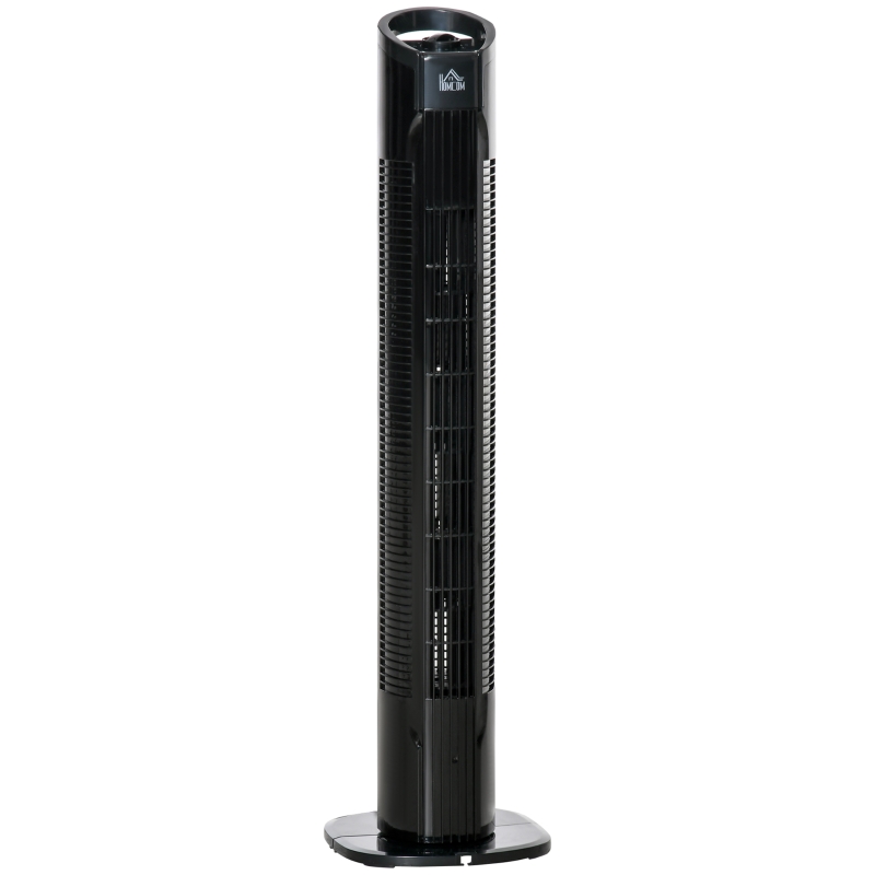 HOMCOM Ventilatore a Colonna 3 Velocità con Oscillazione 70°, Piantana Rotonda e Maniglia di Trasporto, Potenza 50W, Ф20x78.5cm Nero