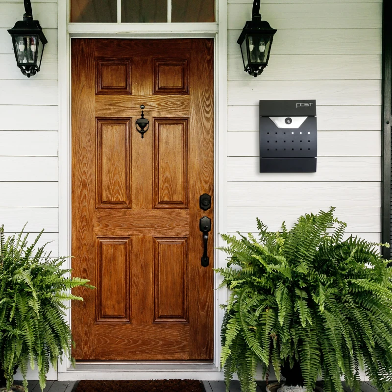 HOMCOM Cutie postala cu compartiment pentru ziare 2 chei montare pe perete din otel