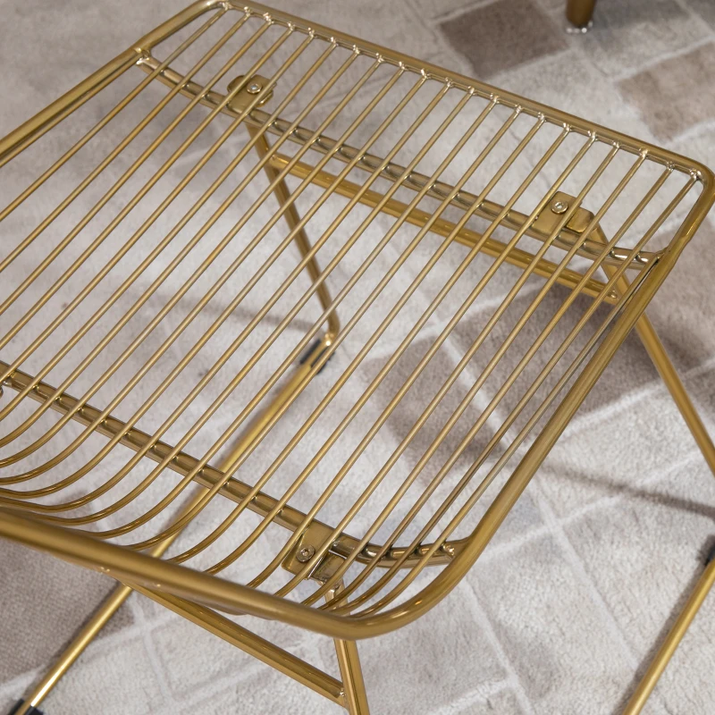 HOMCOM 2er-Set Esszimmerstühle Küchenstühle mit Rückenlehne und Anti-Rutsch-Füßen für Wohnzimmer Arbeitszimmer und Café Ratten Design luxuriös modern Metall Gold 46x56x80 cm