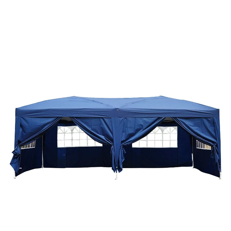 Outsunny 3x6 m Faltpavillon Pavillon Faltzelt Partyzelt Gartenzelt inkl. 4 Seitenteile Blau