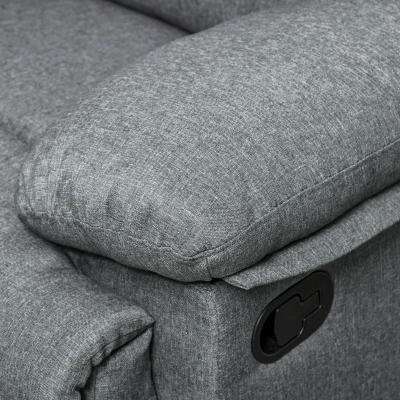HOMCOM 3-Sitzer Fernsehsofa Relaxsofa Liegefunktion Fernsehcouch TV-Sofa Relaxsessel 180° verstellbar Leinen Dunkelgrau 198 x 86 x 97 cm
