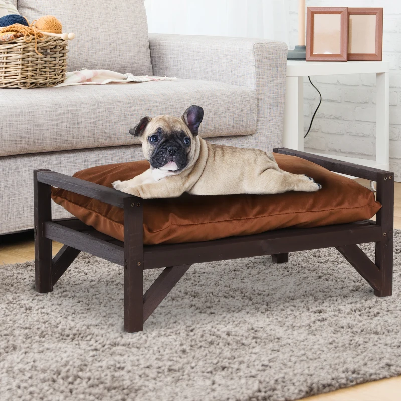 PawHut® Hundebett mit Kissen Haustierbett Hundematte Hundesofa Kurzplüsch Kaffee