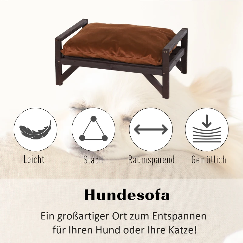 PawHut® Hundebett mit Kissen Haustierbett Hundematte Hundesofa Kurzplüsch Kaffee