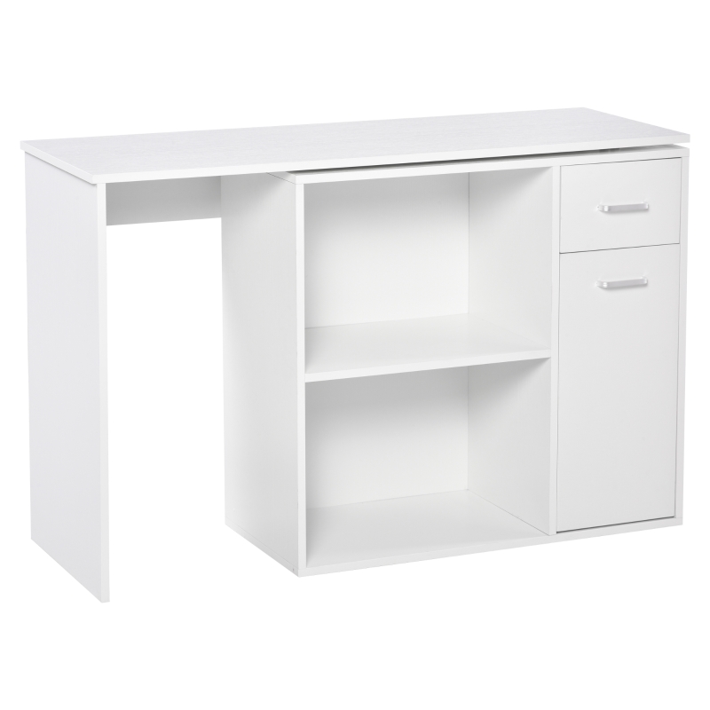 HOMCOM birou unghiular cu doua forme, 117x82x74 cm, alb(m-14)