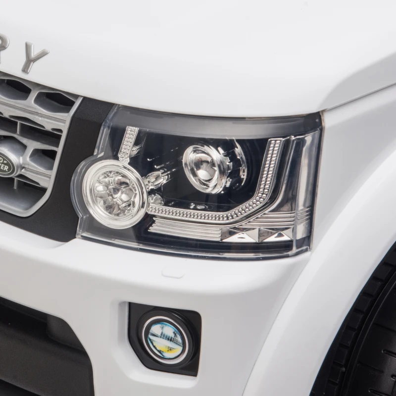 HOMCOM Coche Eléctrico para Niños de +3 Años Landrover con Licencia Control Remoto Batería 12V y 2 Motores Velocidad de 3-5 km/h 102,5x69x55,4 cm Blanco