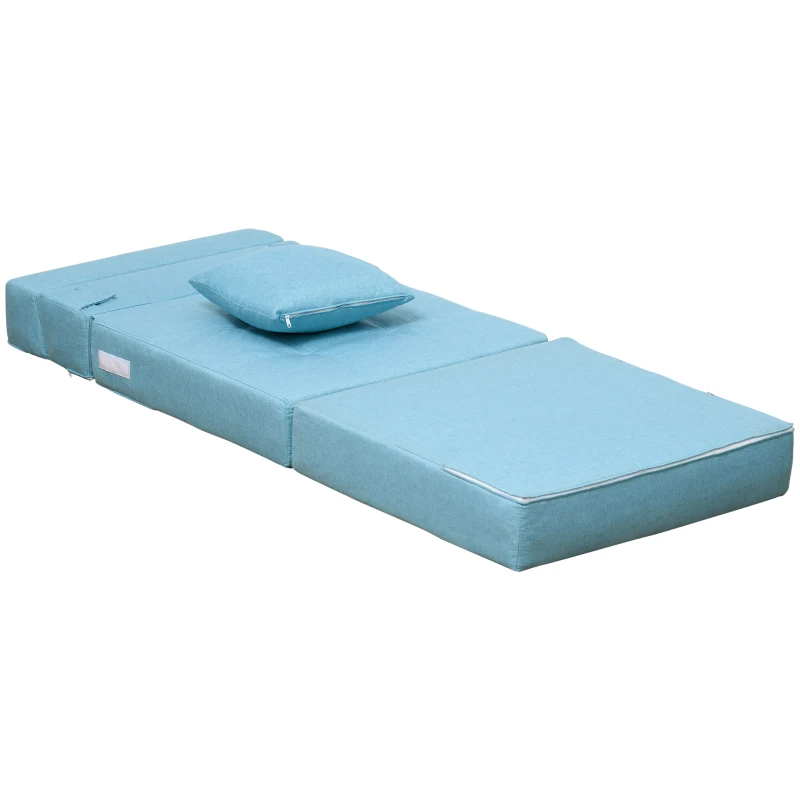 HOMCOM Fotel rozkładany sofa rozkładana sofa-łóżko sofa jednoosobowa z poduszkami do prania niebieski