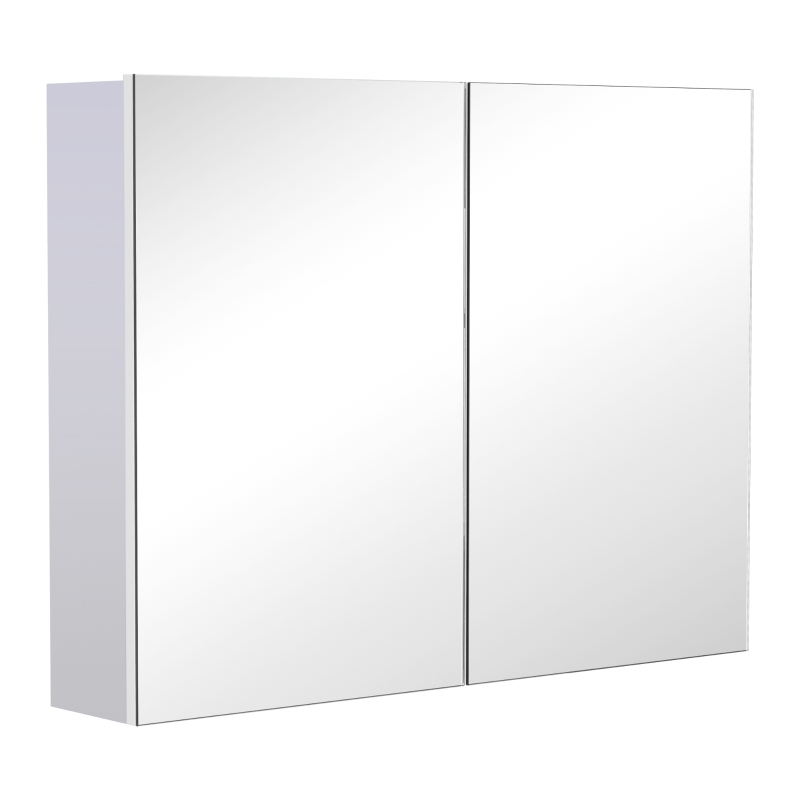 HOMCOM Armoire Miroir de Salle de Bain Armoire Murale Double Portes et étagères dim. 80L x 15l x 60H cm MDF Blanc