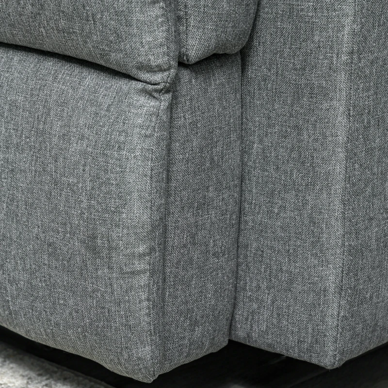 HOMCOM 3-Sitzer Fernsehsofa Relaxsofa Liegefunktion Fernsehcouch TV-Sofa Relaxsessel 180° verstellbar Leinen Dunkelgrau 198 x 86 x 97 cm