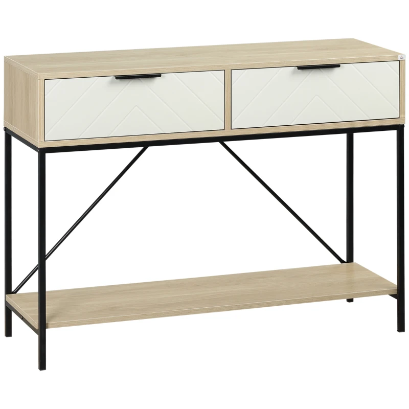 HOSTACK Credenza Buffet 120 Cm Bianco - 2 Cassetti E Ante, Stile Fienile