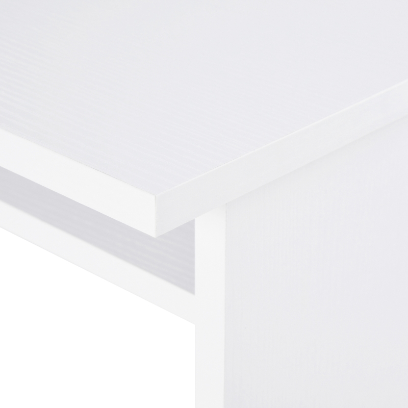 HOMCOM Modern Computer Desk, Home Office Table, Small Writing Desk with Storage Shelf, 90 x 50cm, White Wood Grain