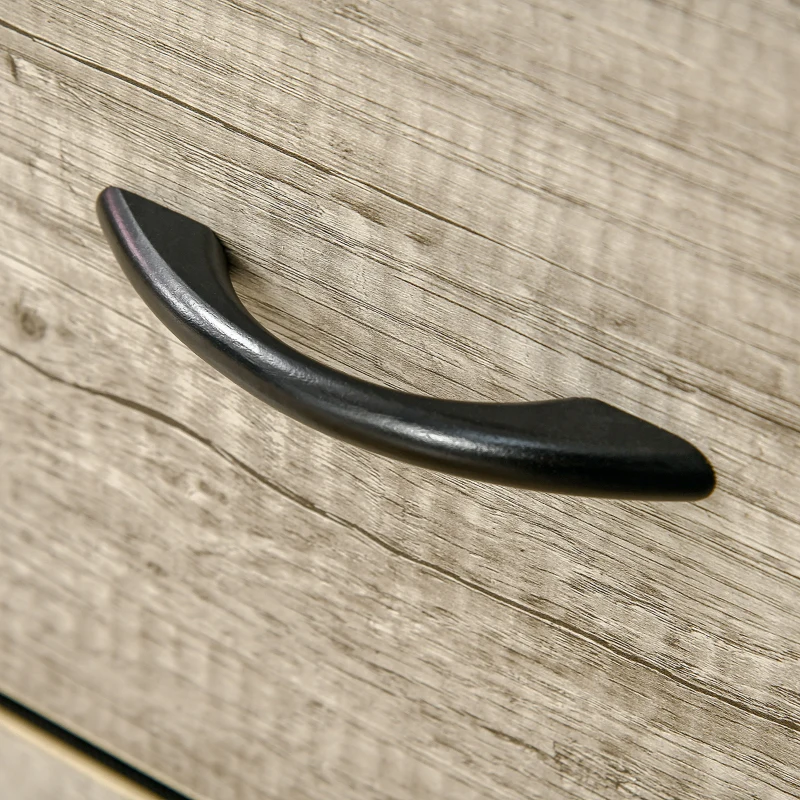 HOMCOM Industrial Storage Cabinet with 2 Open Shelves and 3 Foldable Fabric Drawers, Multifunctional Bookshelf in Living Room, Study, Bedroom, Grey