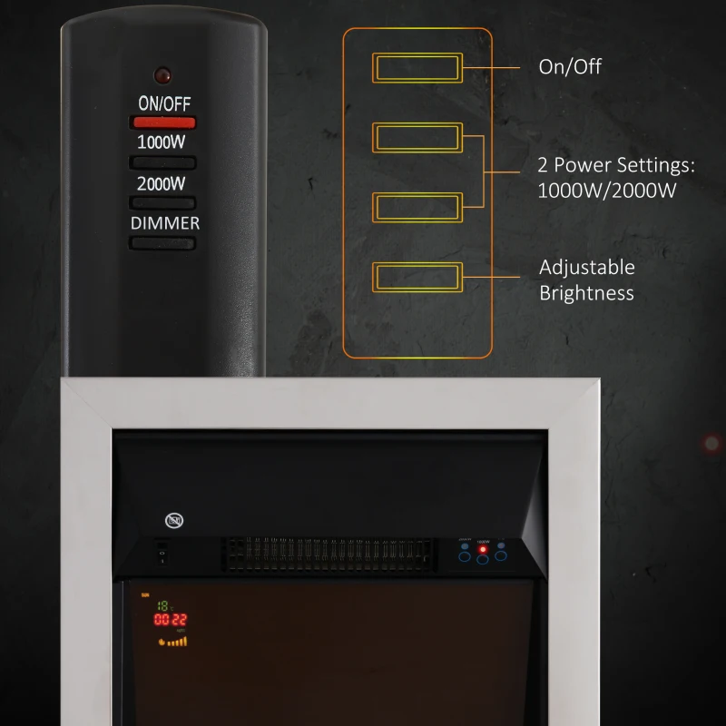 HOMCOM LED Flame Electric Fire Place-Silver