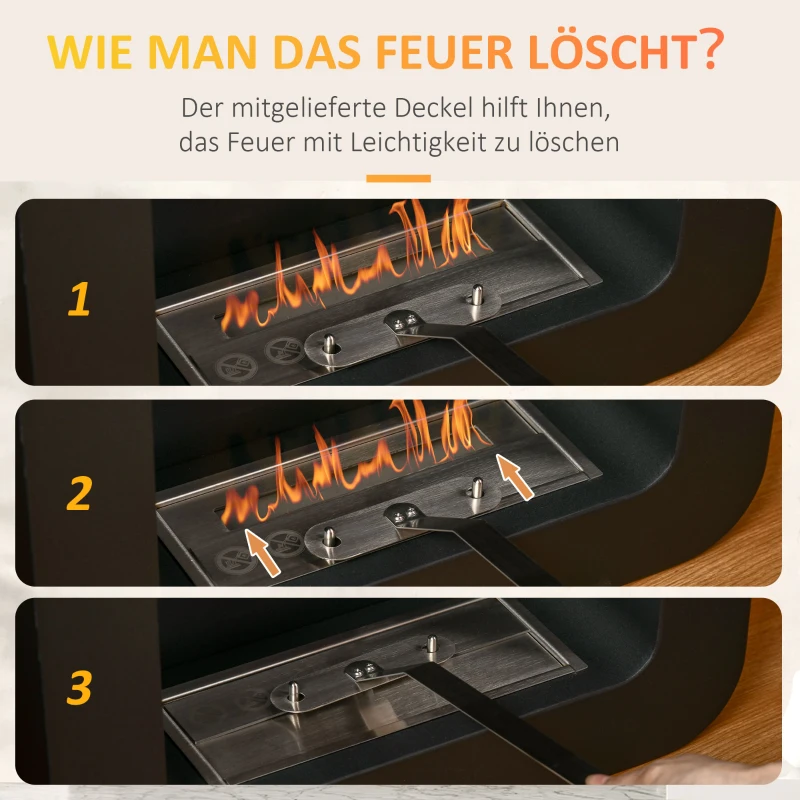 HOMCOM Ethanolkamin Brenndauer 2,5 Stunden 48 x 18 x 48 cm