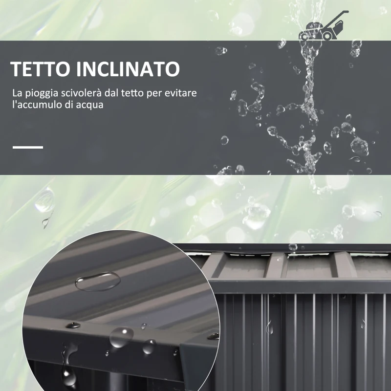 Outsunny Garage per Robot Tagliaerba da Giardino, Casetta in Acciaio Galvanizzato da Esterni, Nero, 88x87x60cm