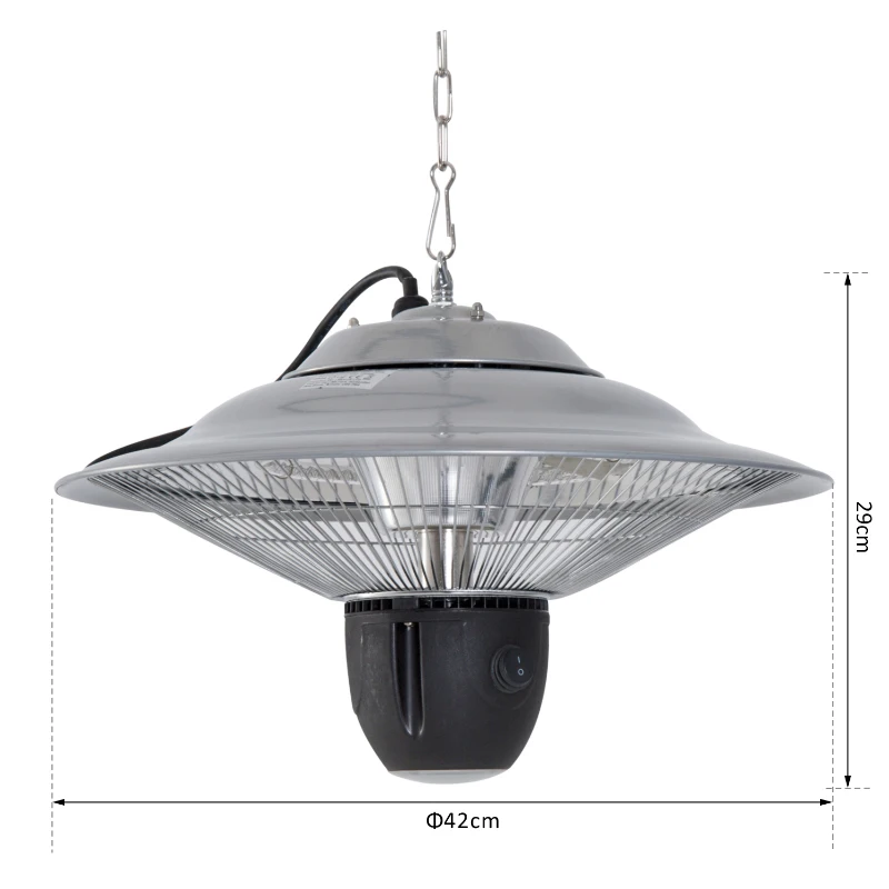 Outsunny Hanging Halogen Patio Heater 1500W, Auminium, 240V-Silver