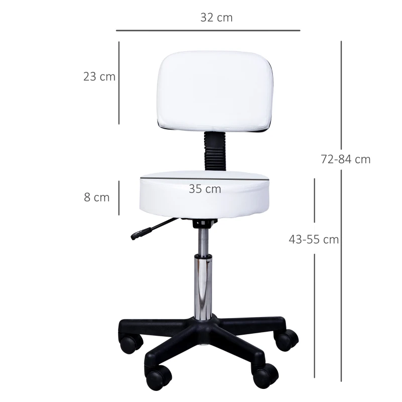 HOMCOM PU Leather Height Adjustable Minatare Salon Therapy Chair