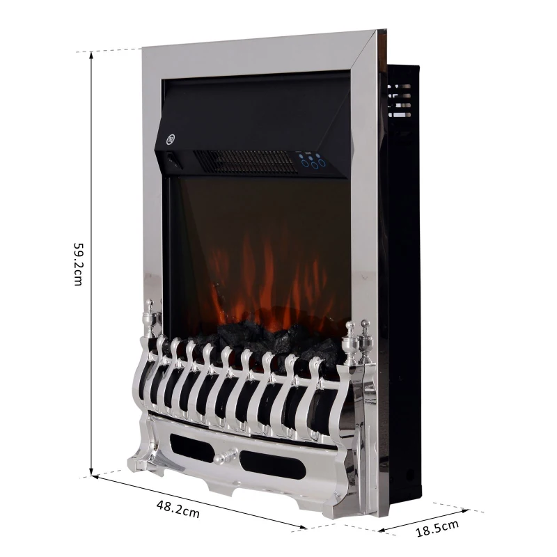 HOMCOM LED Flame Electric Fire Place-Silver