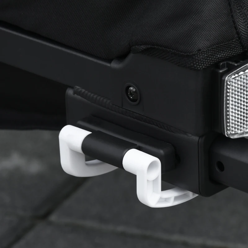 HOMCOM Child Bike Trailer 3 In1 Foldable Jogger Stroller 2-Seater Baby Stroller Transport Buggy Carrier with Shock Absorber System Rubber Tires Adjustable Handlebar Kid Bicycle Trailer White and Black