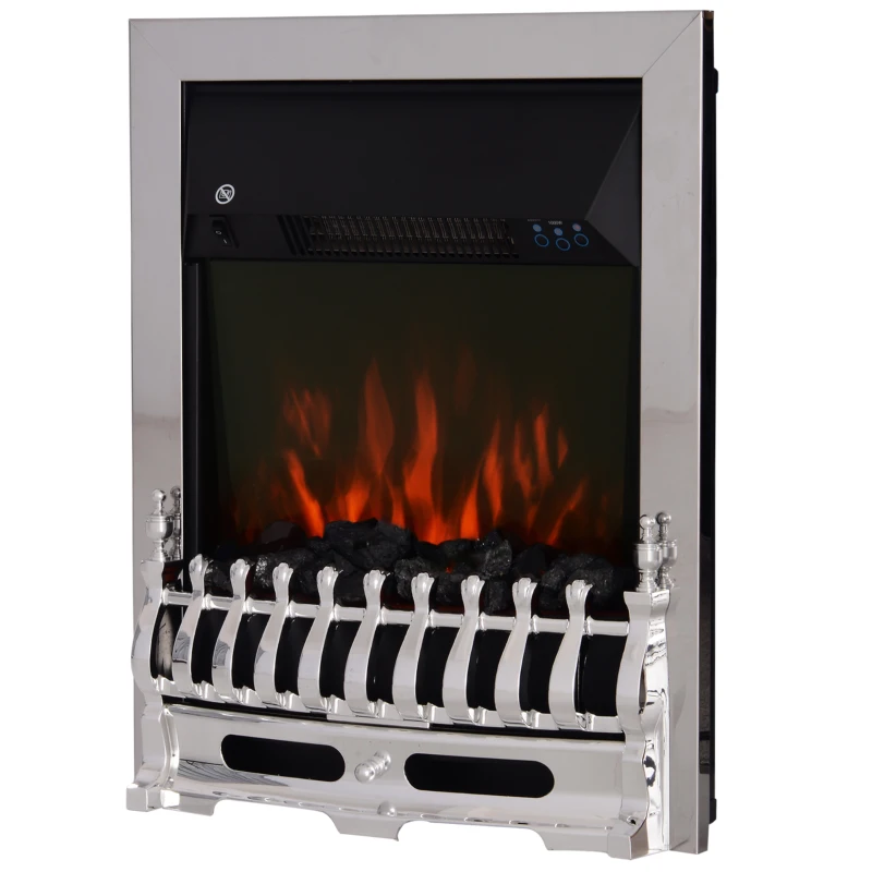 HOMCOM LED Flame Electric Fire Place-Silver