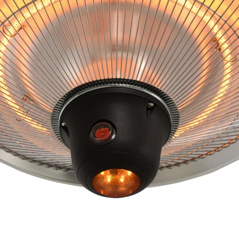Outsunny Hanging Halogen Patio Heater 1500W, Auminium, 240V-Silver