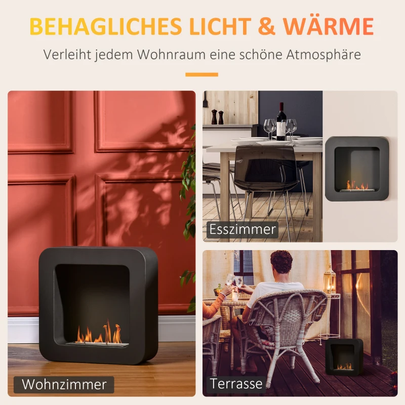 HOMCOM Ethanolkamin Brenndauer 2,5 Stunden 48 x 18 x 48 cm