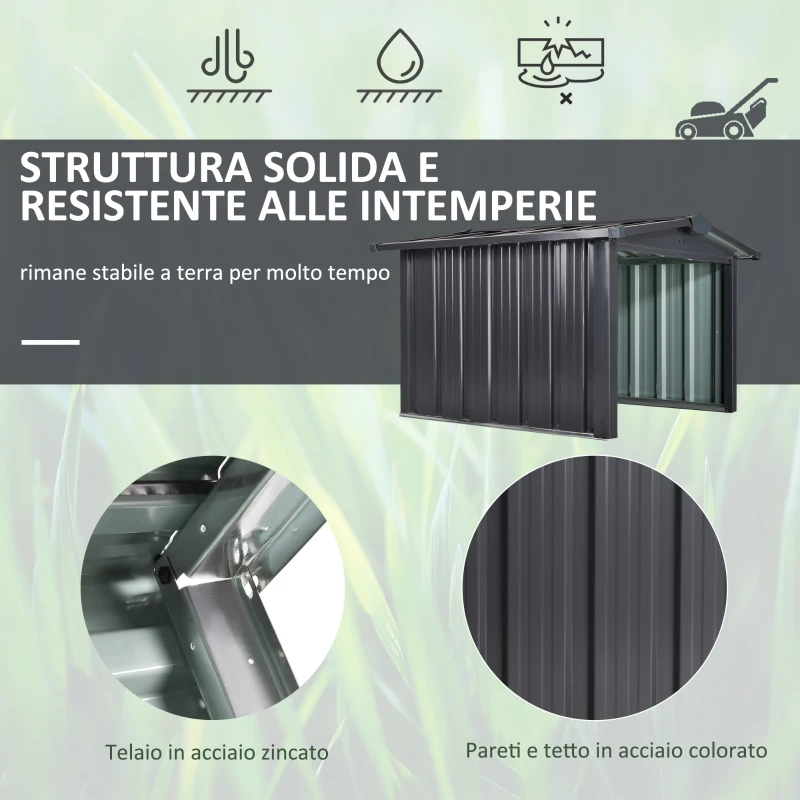 Outsunny Garage per Robot Tagliaerba da Giardino, Casetta in Acciaio Galvanizzato da Esterni, Nero, 88x87x60cm