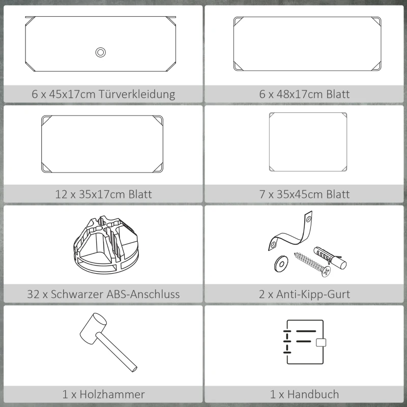 HOMCOM Modular Storage System for 6 Pairs of Shoes, 49 cm x 36.5 cm x 108 cm, Black