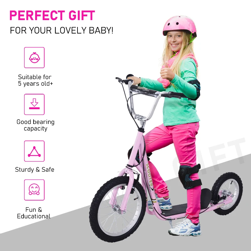 HOMCOM 12" Tyres Scooter  - Pink