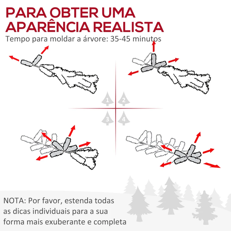 HOMCOM Árvore de Natal Artificial Altura 180cm Ignífugo com 618 Ramos 300 Luzes LED IP20 Decoração de Natal Rosa