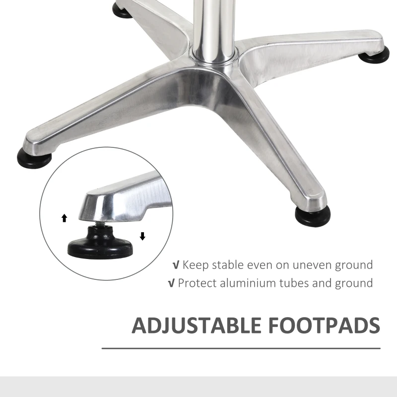 HOMCOM Masa Bar Restauran din Otel Inox Patrata 60x60cm Inaltime 70-110cm