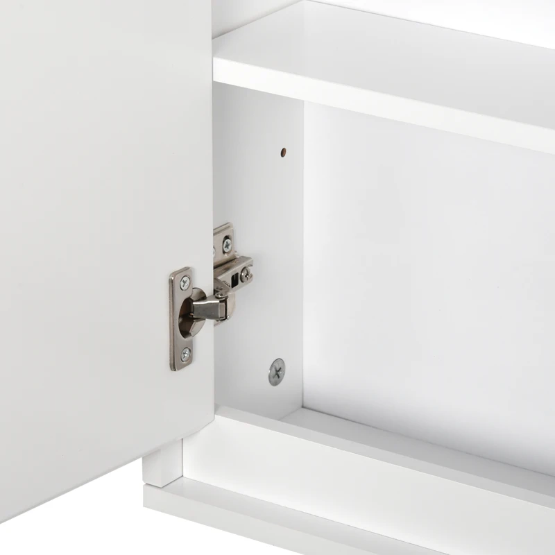 HOMCOM Armário de Casa de Banho com Espelho Móvel Suspenso de Casa de Banho com Prateleira Interior Ajustável 48x14,5x45 cm Branco