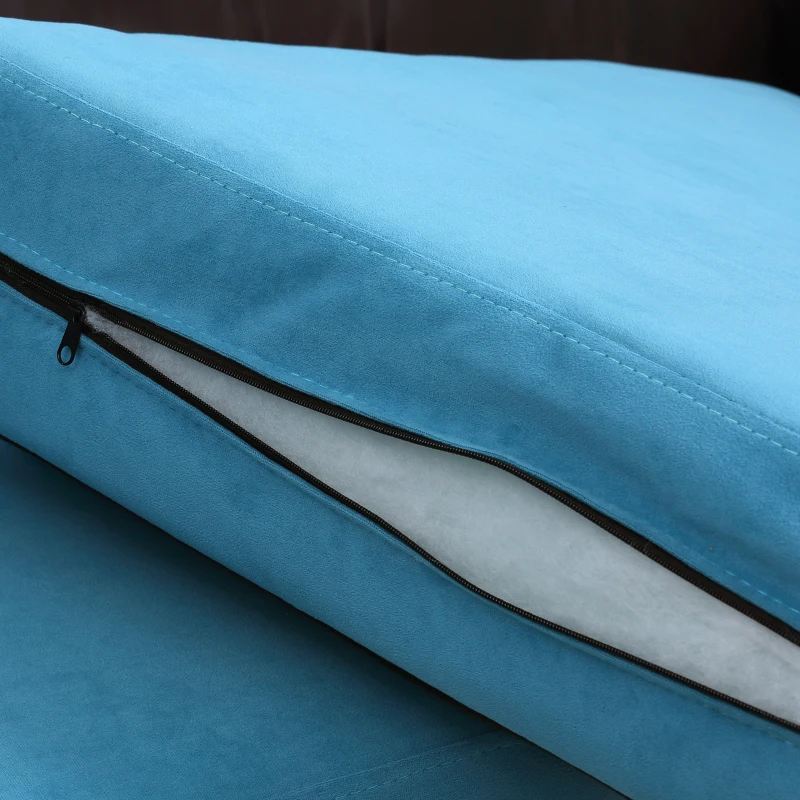 HOMCOM Divano 2 Posti Moderno con Braccioli Imbottiti, in Tessuto Effetto Velluto e Gambe in Legno, 170x90x85 cm, Blu