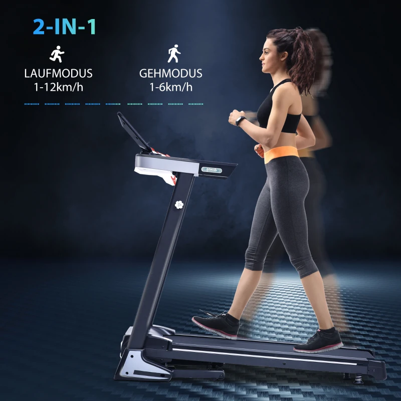 HOMCOM Laufband klappbar mit 12 Programmen und Handyhalterung 71 x 128 x 122cm Stahl Schwarz