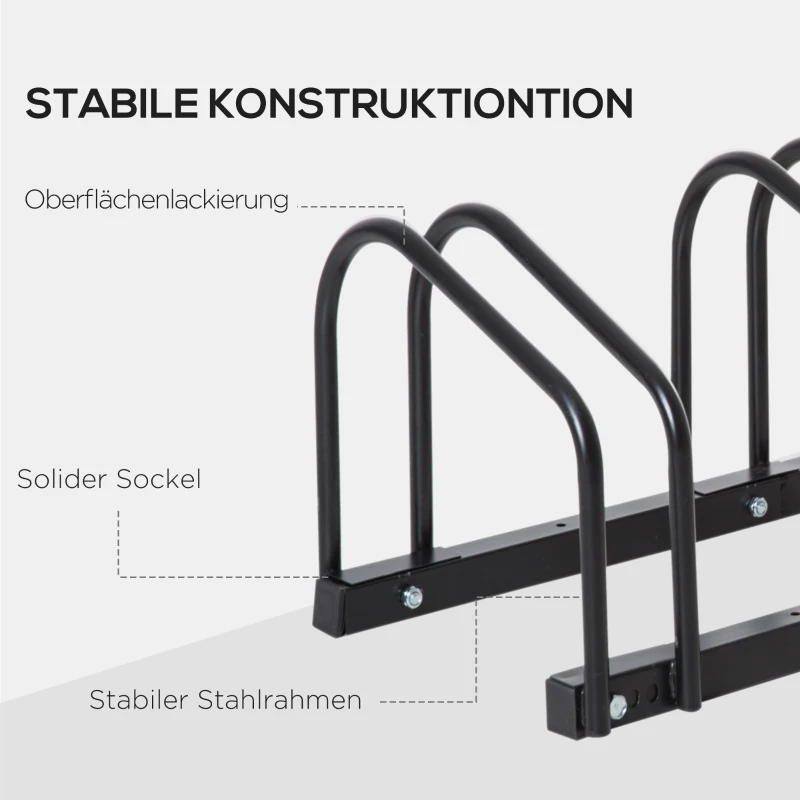 HOMCOM Fietsenstandaard voor 4 Fietsen, Weerbestendig, voor Wand- of Vloermontage, Staal, 110 x 33 x 27 cm