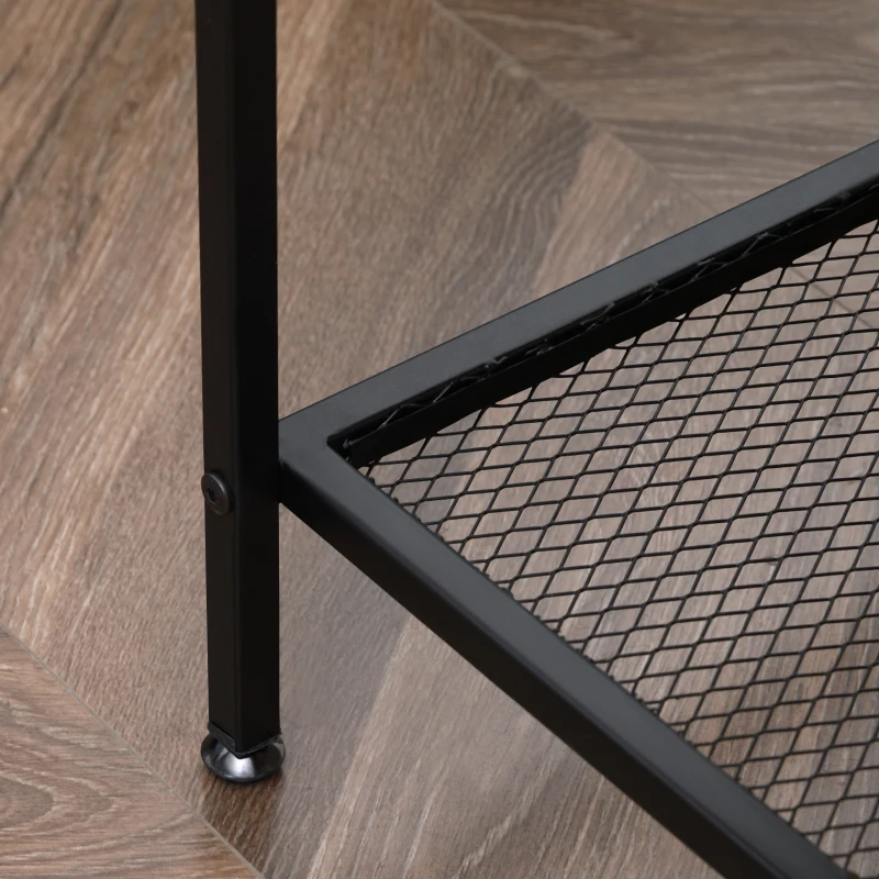 HOMCOM Tavolino da Salotto Basso a 2 Livelli con Bordo Rialzato, in MDF e Metallo, 100x50x46.5 cm, Color Legno