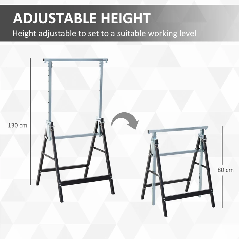 Homcom Set 2 Suporturi de Lucru – Pliabile, Telescopice Reglabile