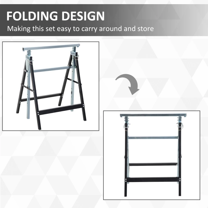 Homcom Set 2 Suporturi de Lucru – Pliabile, Telescopice Reglabile